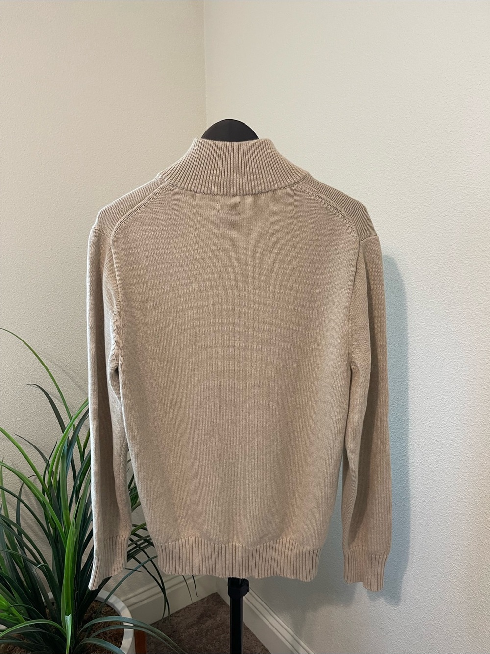J. Crew Men's Half-Zip Sweater in Light Cream - Picture 3 of 7